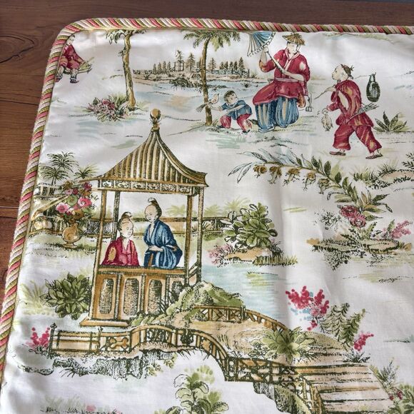 Waverly "Pacific Pavilon" Oriental Toile Designer Pillow Without Instert 21x21.5 - Picture 5 of 10